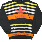 ADIDAS Womens Black & Orange Striped Pullover Hoodie UK 12 Cotton Blend Casual