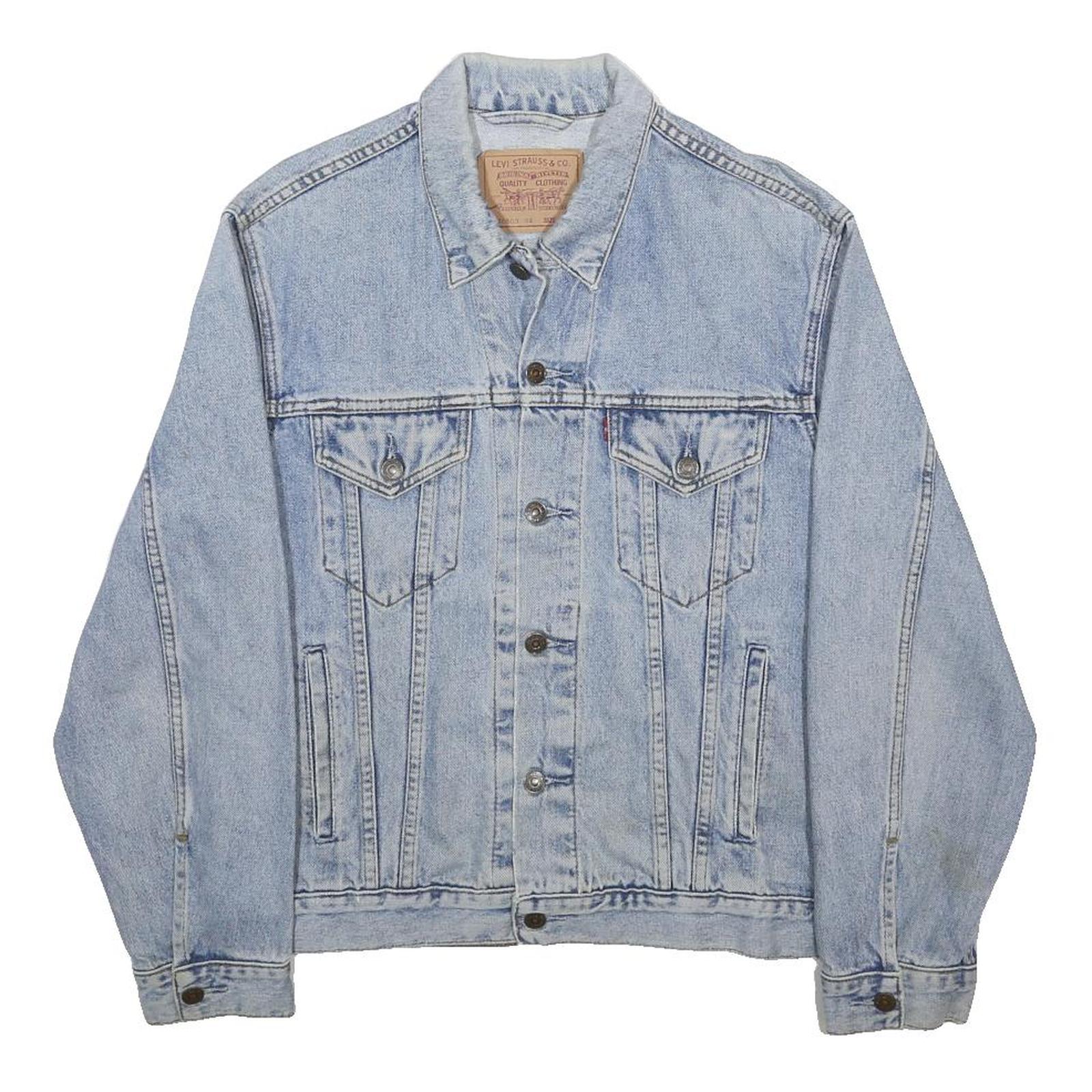 LEVI'S Mens Blue Light Wash Denim Jacket M Cotton Button Closure Plain Classic