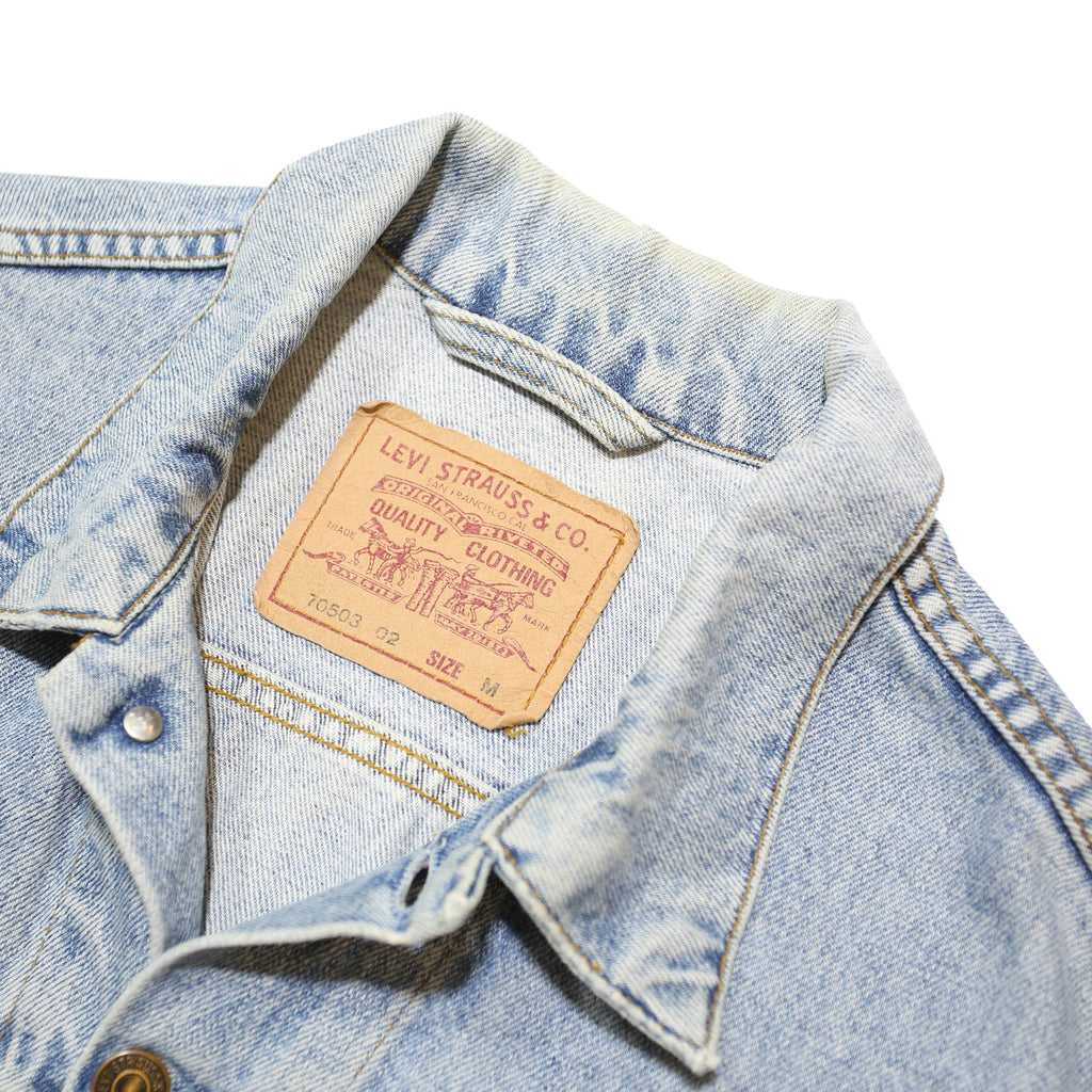 LEVI'S Mens Blue Light Wash Denim Jacket M Cotton Button Closure Plain Classic
