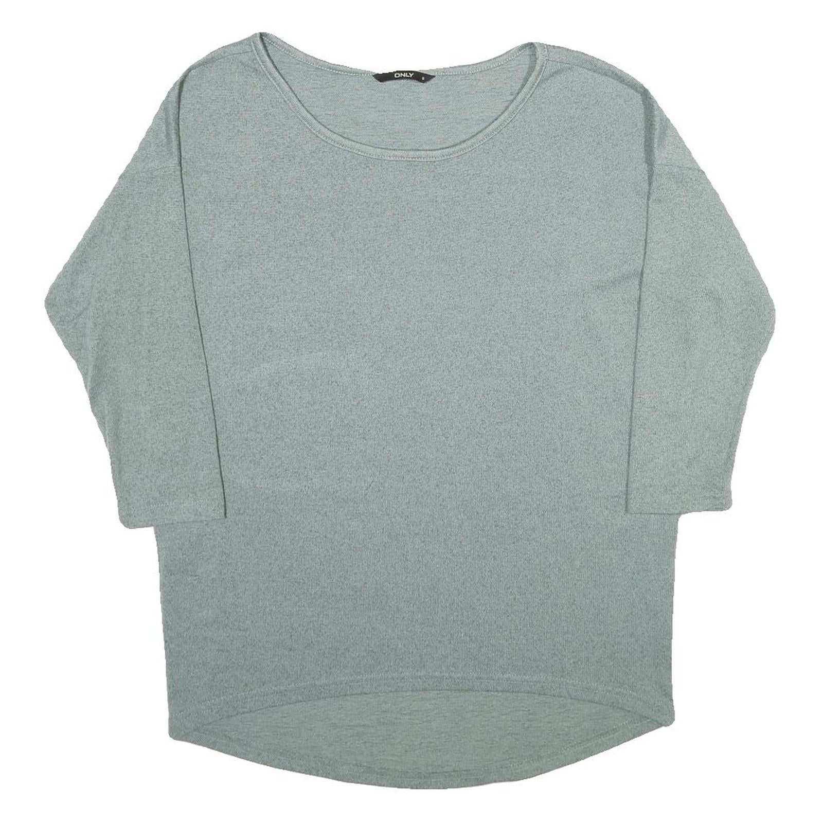 ONLY Womens Blue Plain Pullover Crew Neck Basic Knit Jumper S Casual Lightweight