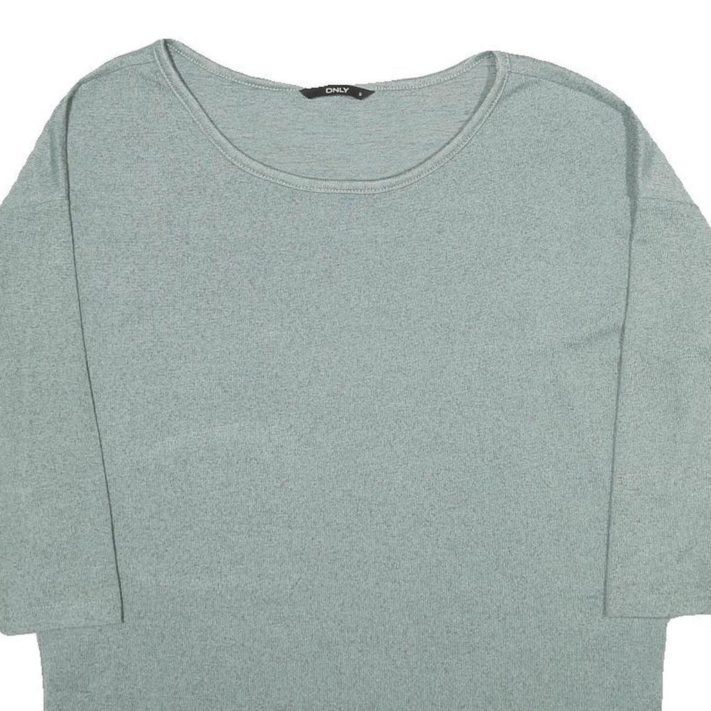 ONLY Womens Blue Plain Pullover Crew Neck Basic Knit Jumper S Casual Lightweight