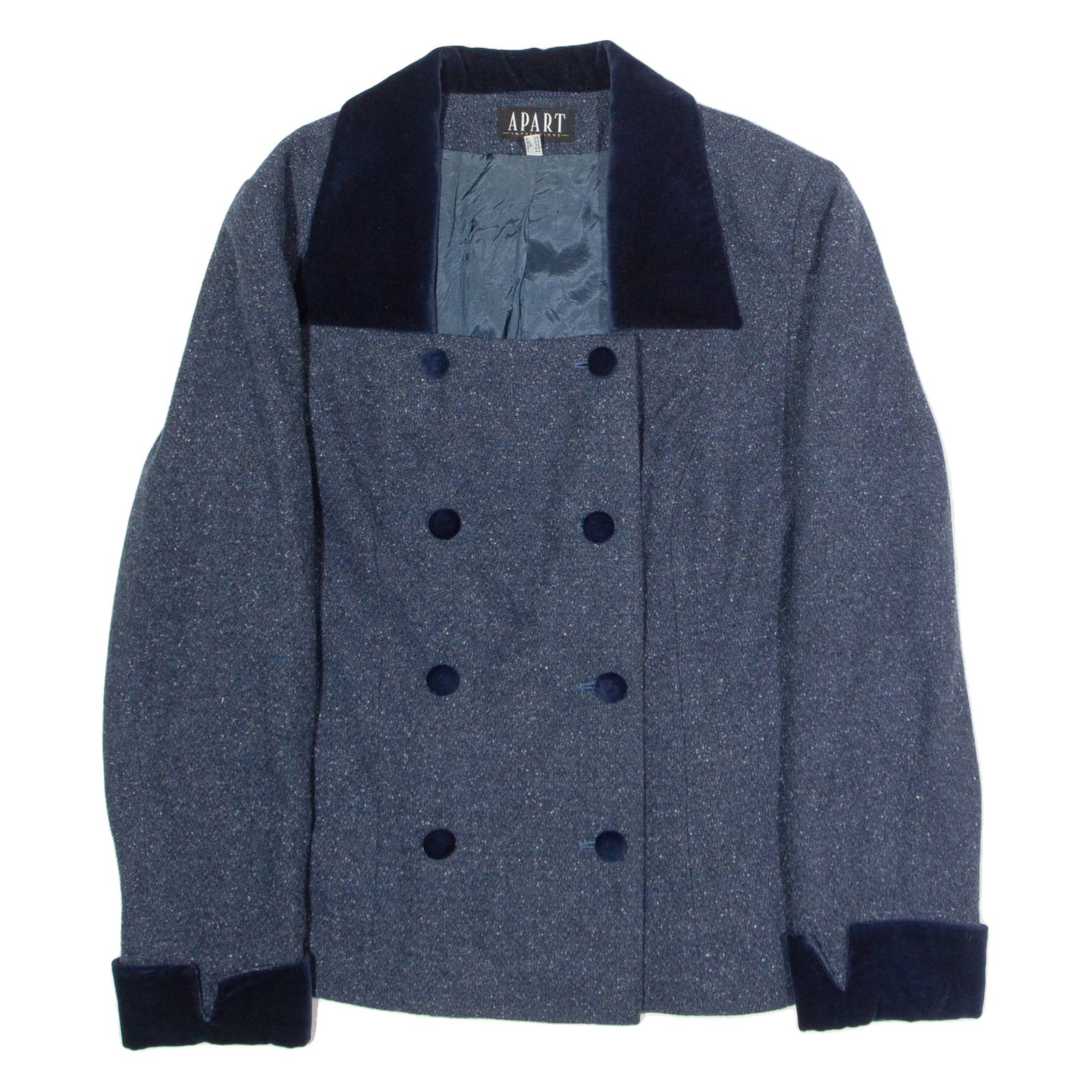 APART IMPRESSIONS Womens Blazer Jacket Blue Wool 90s UK 12