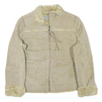 ALDO Womens Beige Leather Jacket M Shearling Zip Front Casual
