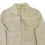 ALDO Womens Beige Leather Jacket M Shearling Zip Front Casual