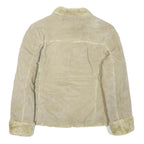 ALDO Womens Beige Leather Jacket M Shearling Zip Front Casual
