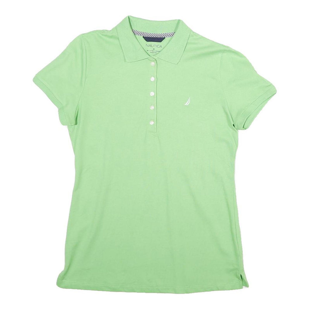 NAUTICA Womens Green Short Sleeve Plain Polo Shirt M Cotton Casual
