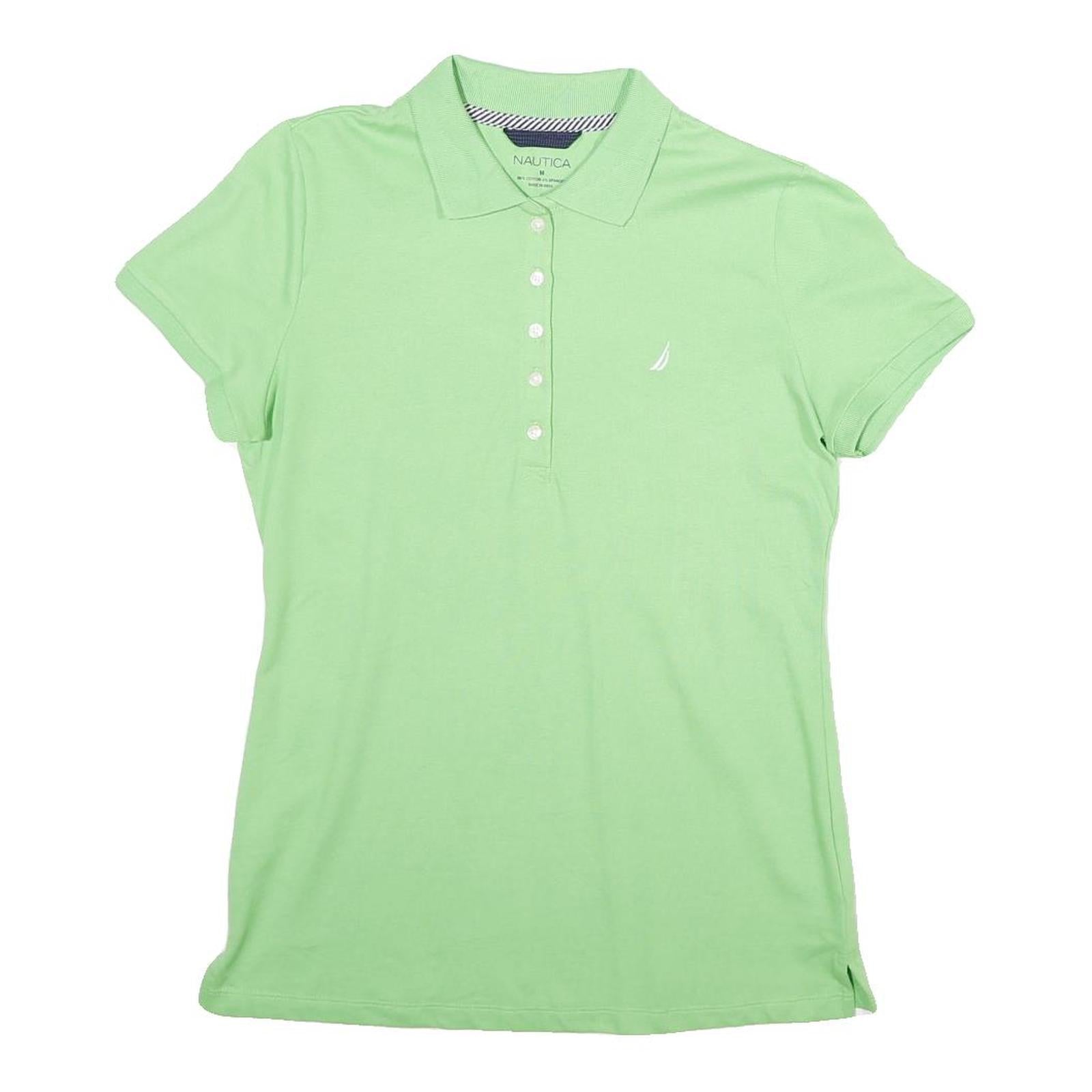 NAUTICA Womens Green Short Sleeve Plain Polo Shirt M Cotton Casual