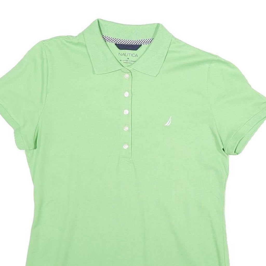 NAUTICA Womens Green Short Sleeve Plain Polo Shirt M Cotton Casual