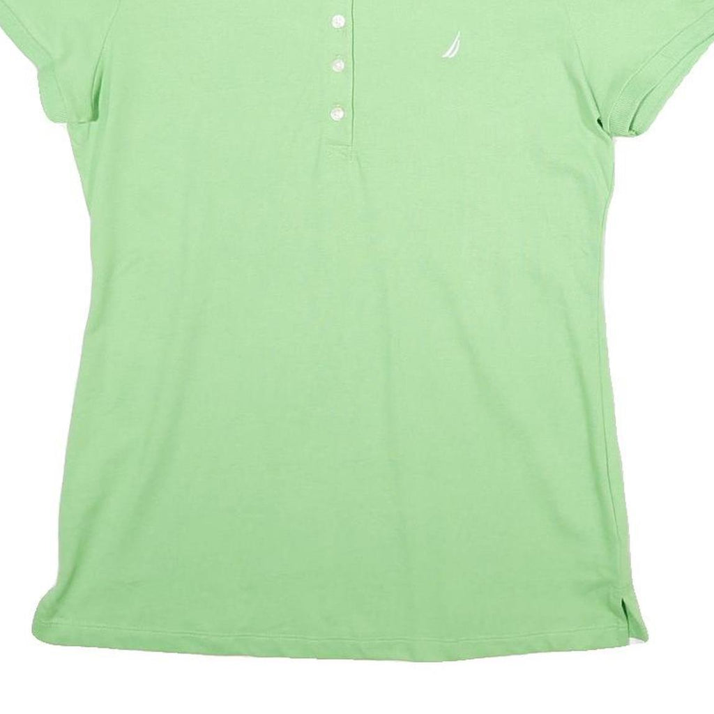 NAUTICA Womens Green Short Sleeve Plain Polo Shirt M Cotton Casual