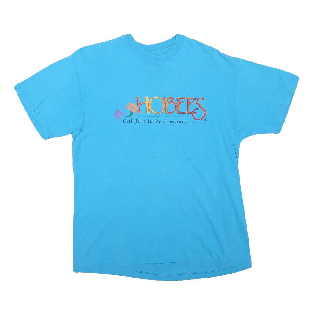 Mens Blue Hobee's California Restaurants Graphic T-Shirt M Crew Neck Short