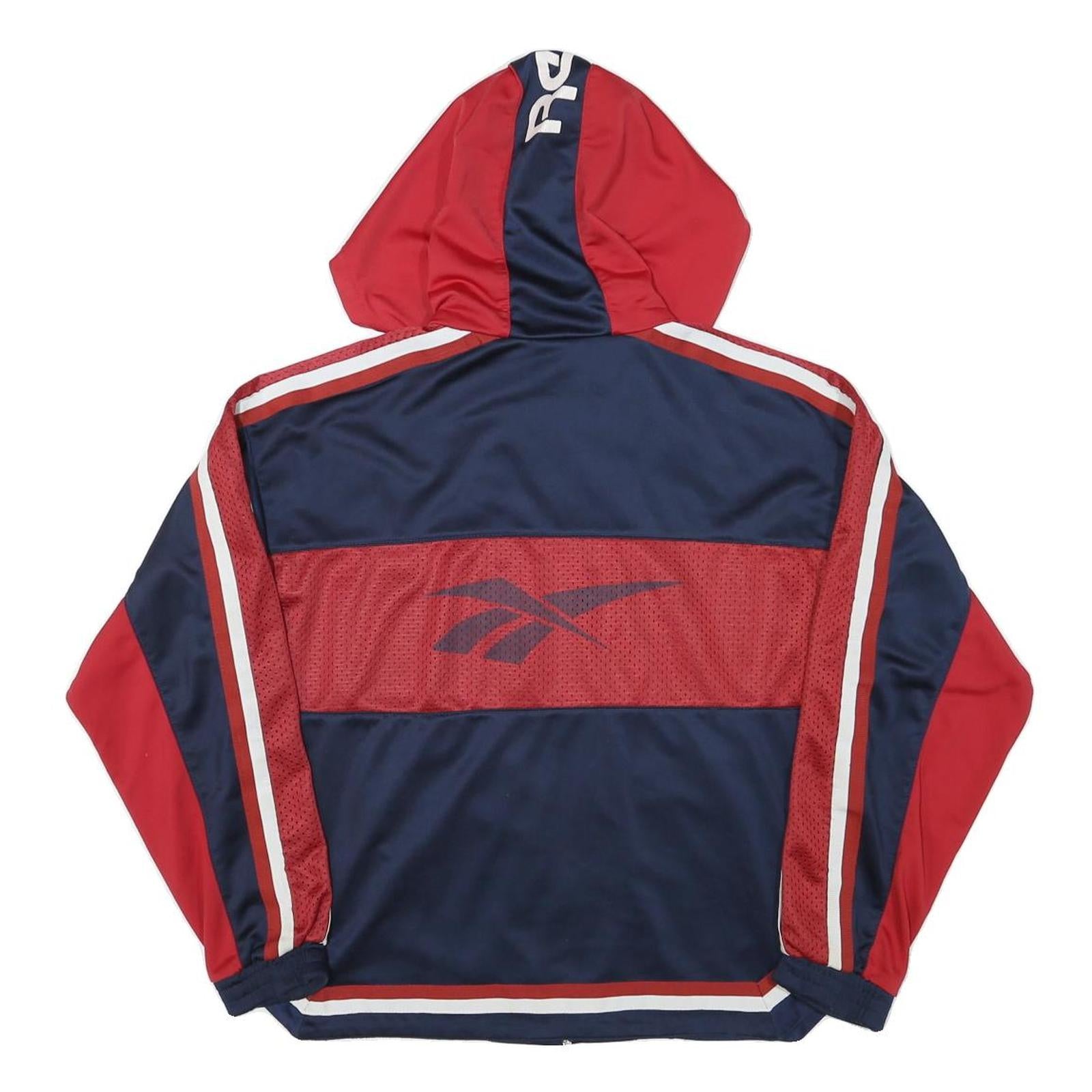 REEBOK Womens Navy & Red Graphic Pullover Hoodie XL Zip Sports Sweatshirt