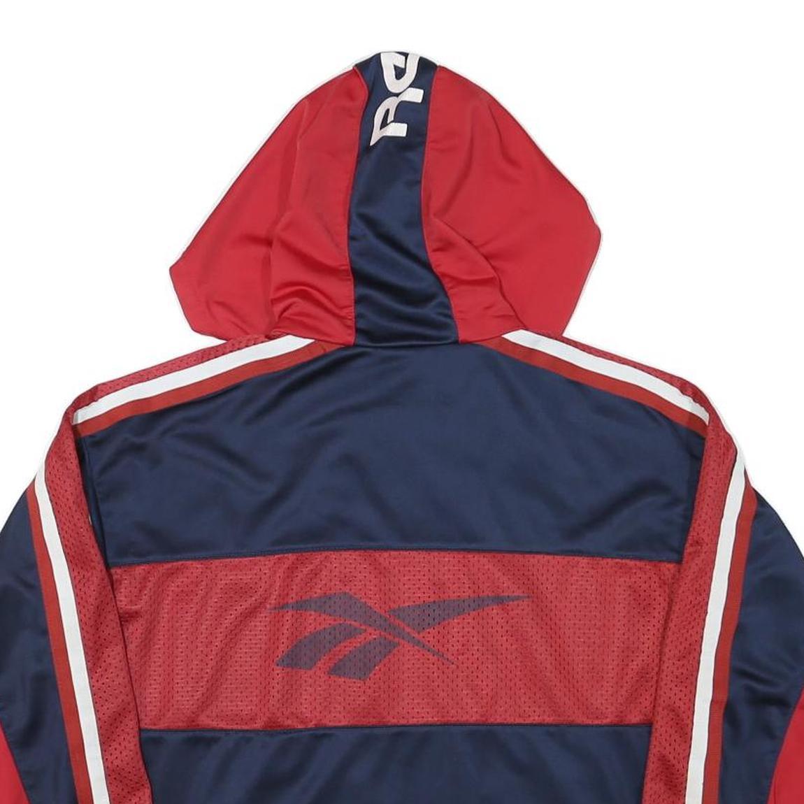 REEBOK Womens Navy & Red Graphic Pullover Hoodie XL Zip Sports Sweatshirt