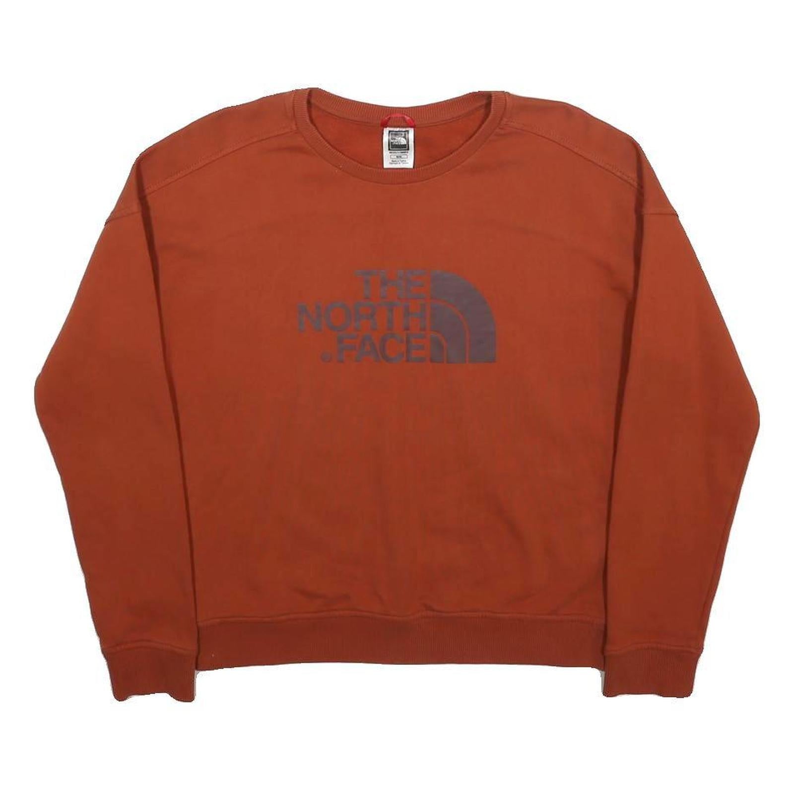 THE NORTH FACE Mens Rust Crew Neck M Cotton Blend Sweatshirt Logo Print