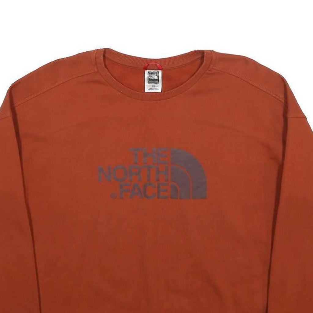 THE NORTH FACE Mens Rust Crew Neck M Cotton Blend Sweatshirt Logo Print