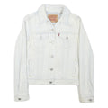 LEVI'S Womens White Cotton Blend Denim Jacket XS Button Plain Stylish