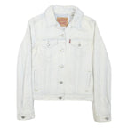 LEVI'S Womens White Cotton Blend Denim Jacket XS Button Plain Stylish