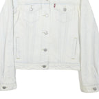 LEVI'S Womens White Cotton Blend Denim Jacket XS Button Plain Stylish