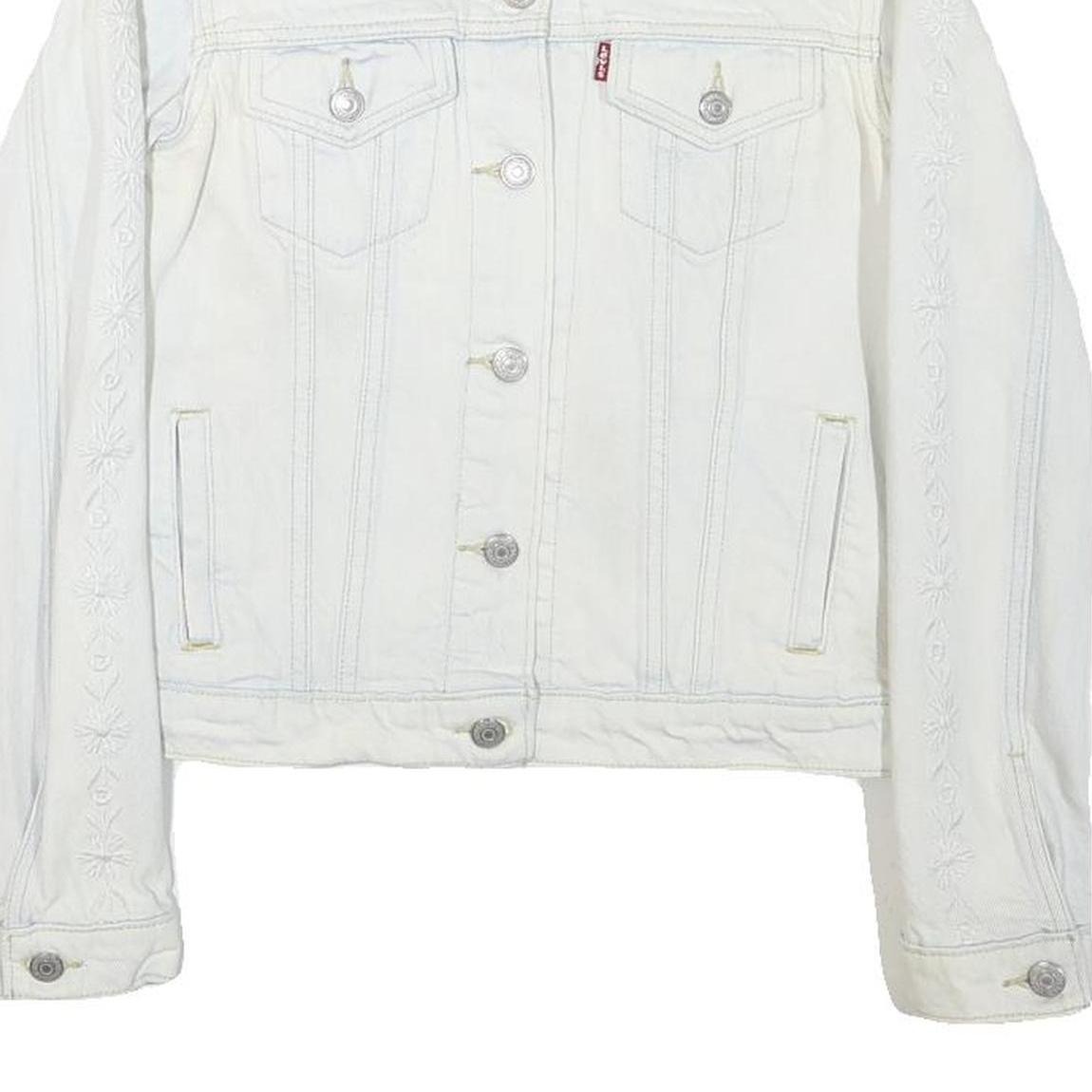 LEVI'S Womens White Cotton Blend Denim Jacket XS Button Plain Stylish