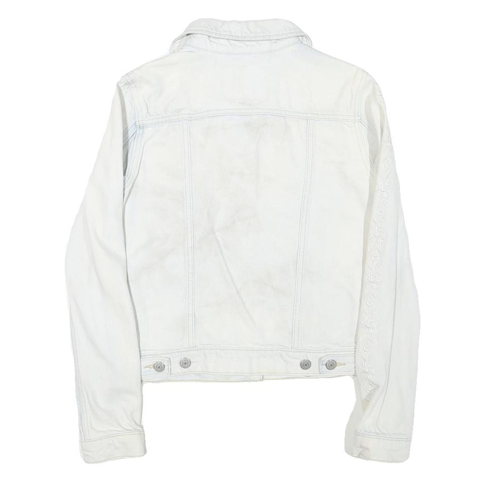 LEVI'S Womens White Cotton Blend Denim Jacket XS Button Plain Stylish