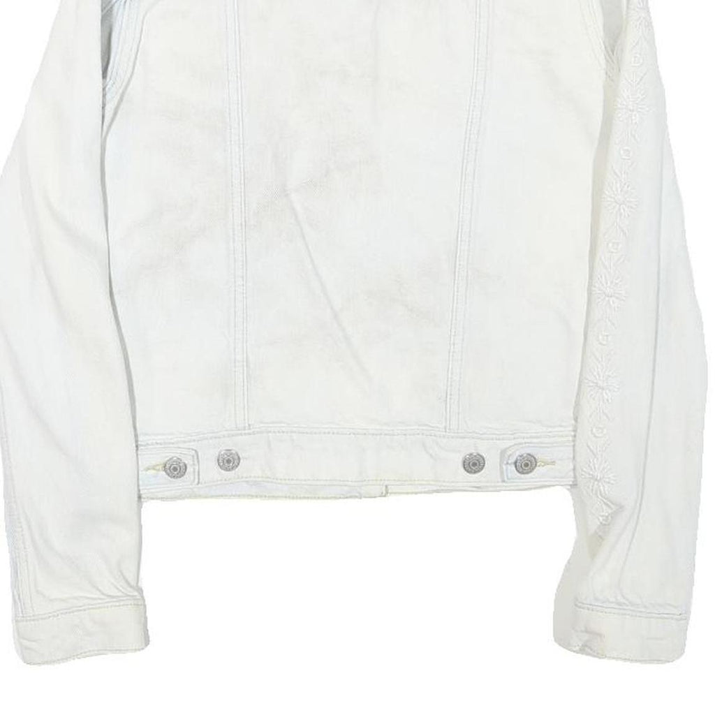 LEVI'S Womens White Cotton Blend Denim Jacket XS Button Plain Stylish