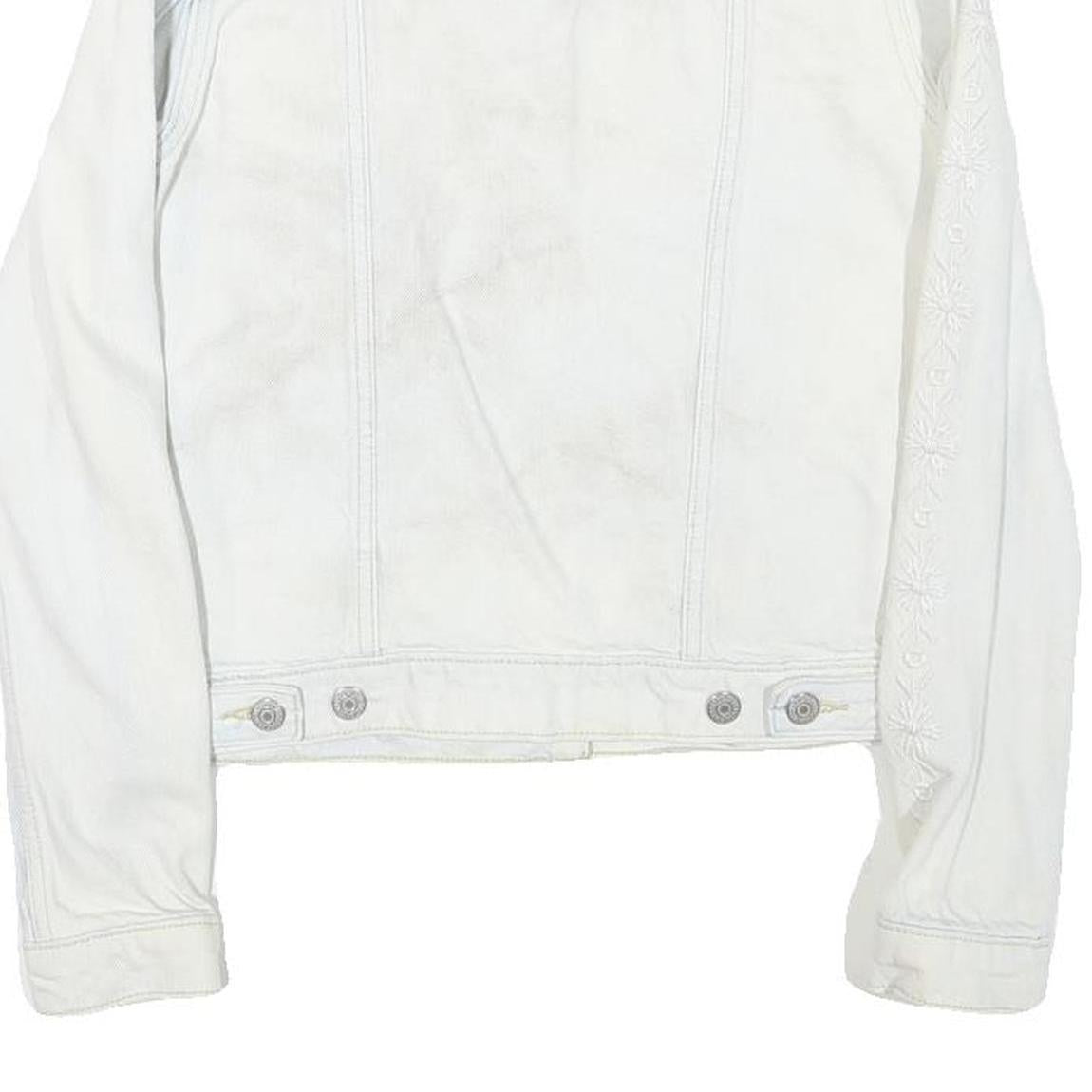 LEVI'S Womens White Cotton Blend Denim Jacket XS Button Plain Stylish
