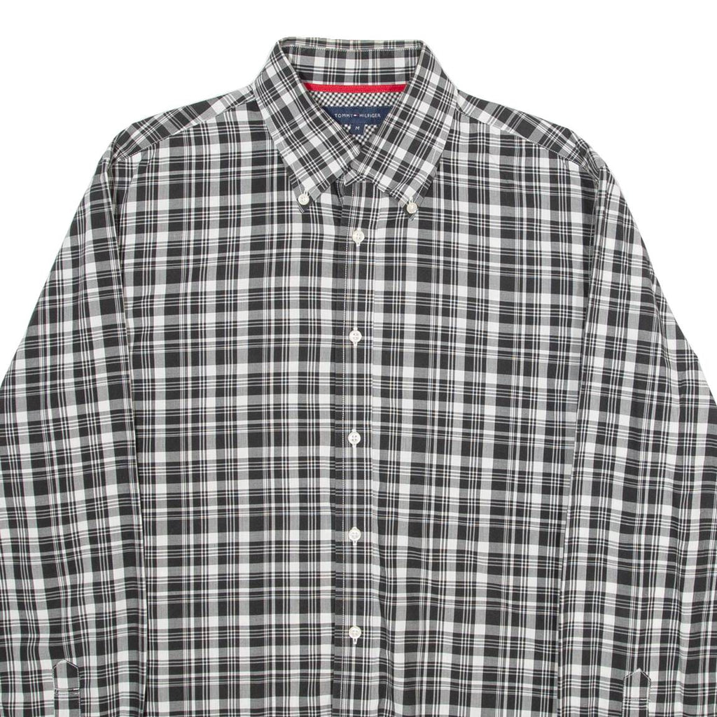 TOMMY HILFIGER Mens Shirt Black Plaid Long Sleeve M