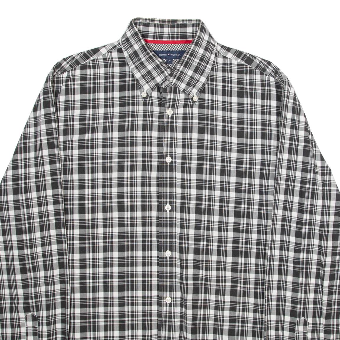 TOMMY HILFIGER Mens Shirt Black Plaid Long Sleeve M