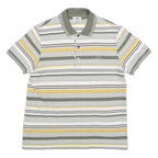 LACOSTE Mens White Green & Yellow Striped Short Sleeve Polo Shirt S Cotton Blend