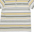 LACOSTE Mens White Green & Yellow Striped Short Sleeve Polo Shirt S Cotton Blend