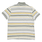 LACOSTE Mens White Green & Yellow Striped Short Sleeve Polo Shirt S Cotton Blend