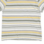 LACOSTE Mens White Green & Yellow Striped Short Sleeve Polo Shirt S Cotton Blend