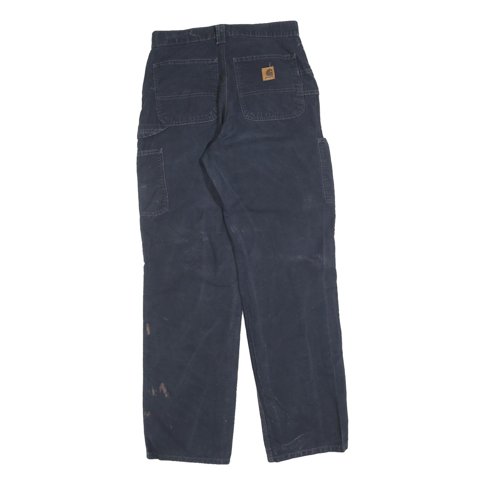 CARHARTT Mens Cotton Blend Navy Relaxed Fit Straight Trousers W31 L34 Workwear