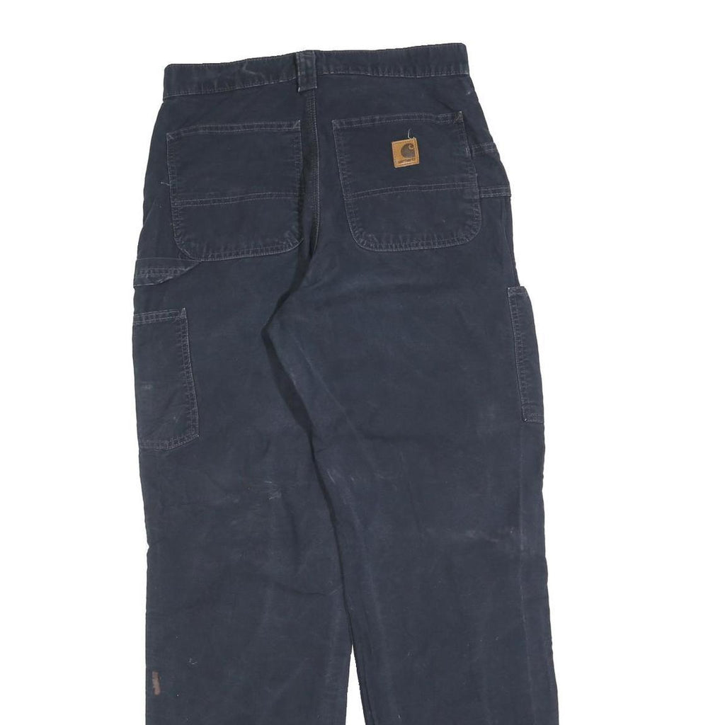 CARHARTT Mens Cotton Blend Navy Relaxed Fit Straight Trousers W31 L34 Workwear