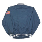 CARDINAL Mens Navy Blue Polyester Button Jacket L Varsity Striped Cuffs