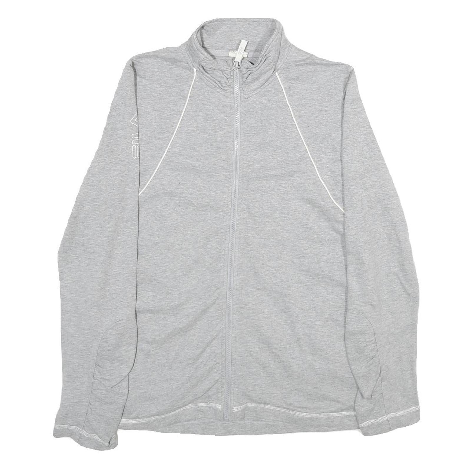 FILA Womens Grey Cotton Zip Jacket M Jersey Plain Lightweight Sportswear