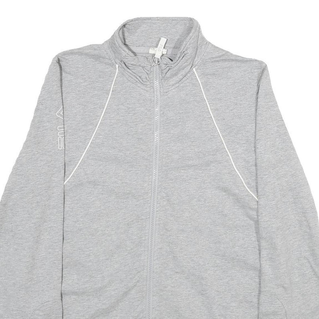 FILA Womens Grey Cotton Zip Jacket M Jersey Plain Lightweight Sportswear