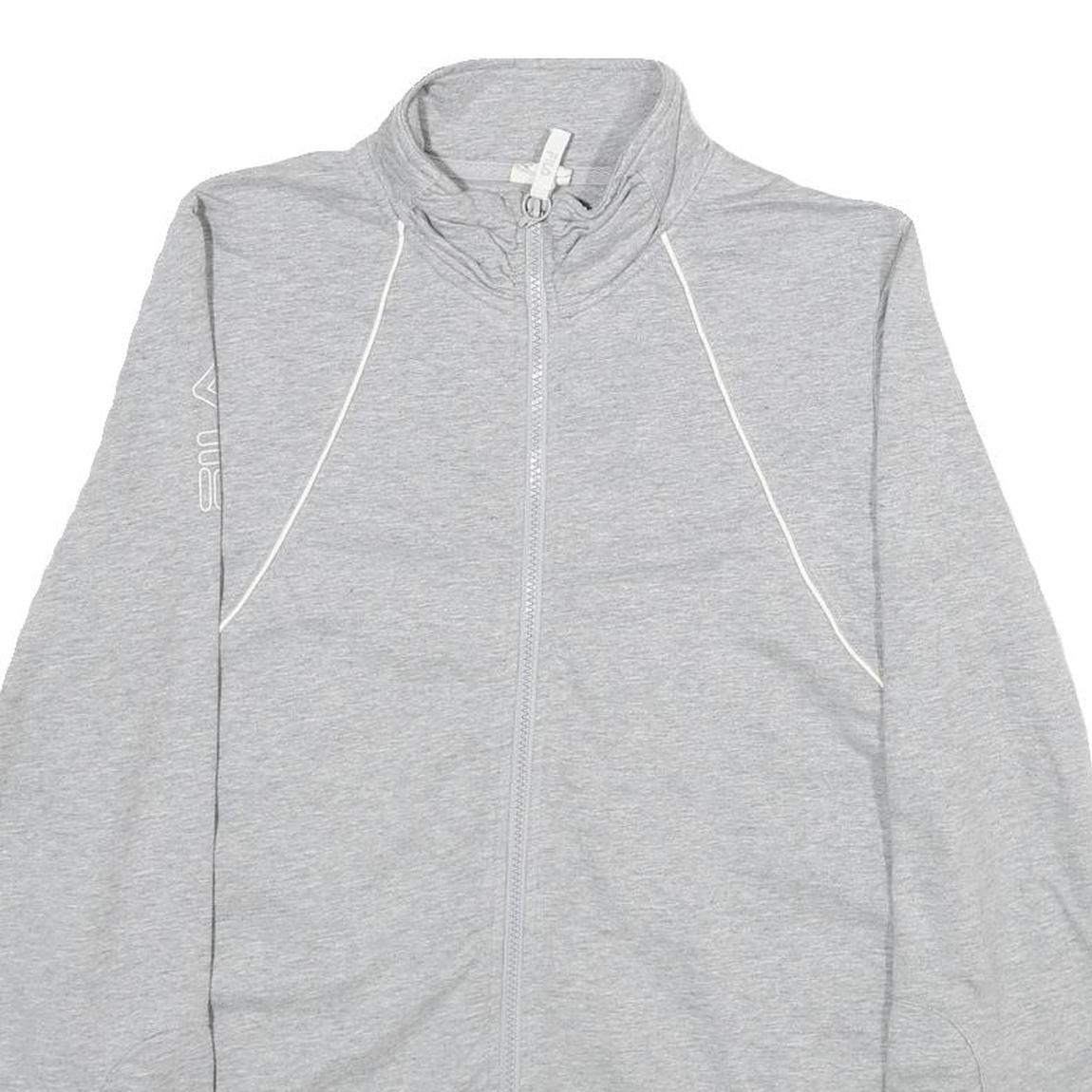 FILA Womens Grey Cotton Zip Jacket M Jersey Plain Lightweight Sportswear