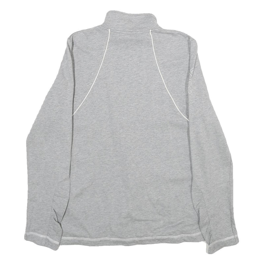 FILA Womens Grey Cotton Zip Jacket M Jersey Plain Lightweight Sportswear