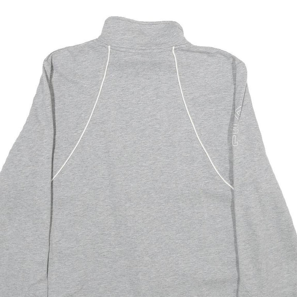 FILA Womens Grey Cotton Zip Jacket M Jersey Plain Lightweight Sportswear