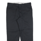 DICKIES Mens Regular Fit Black Cotton Blend Zip Trousers W38 L30 Workwear Pants