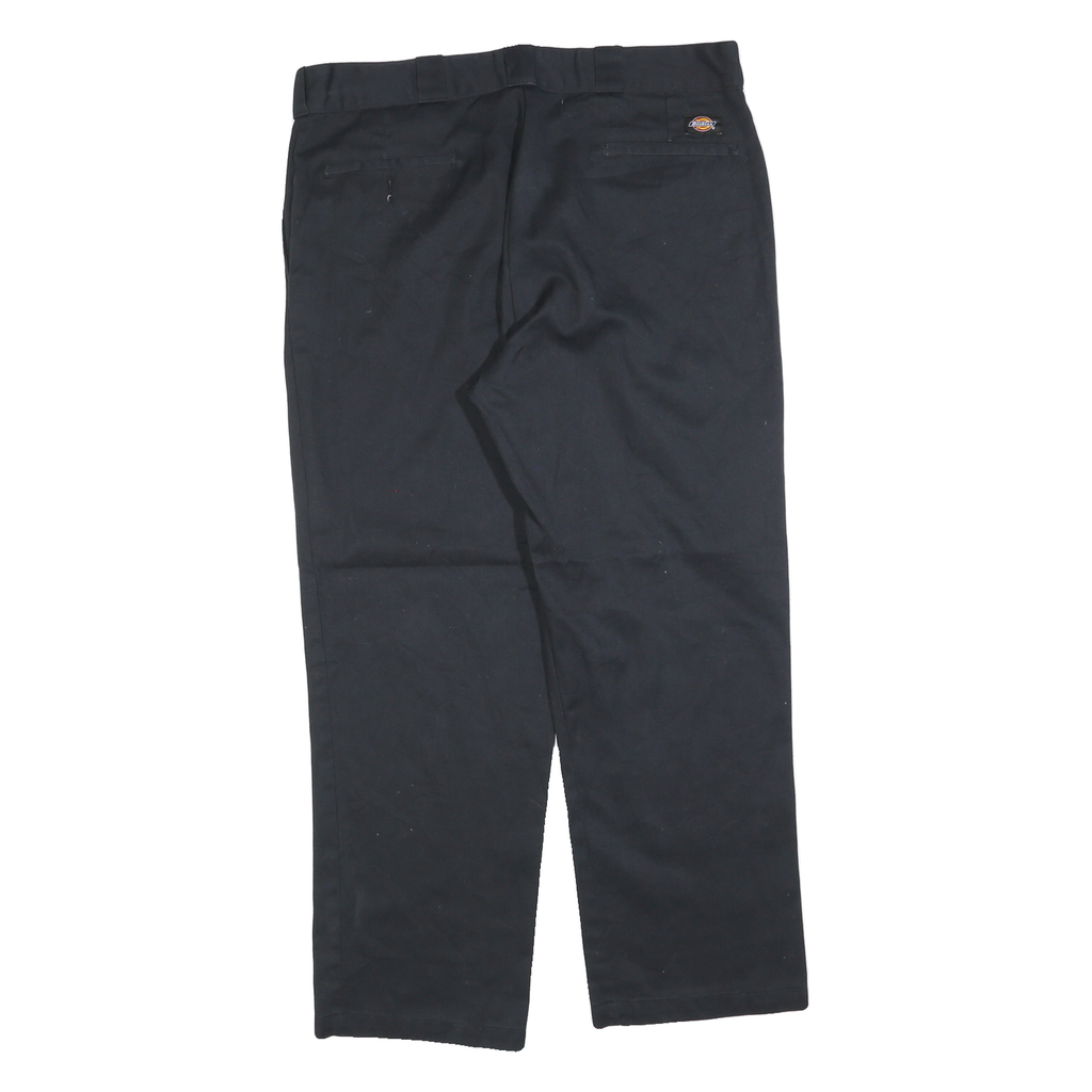 DICKIES Mens Regular Fit Black Cotton Blend Zip Trousers W38 L30 Workwear Pants