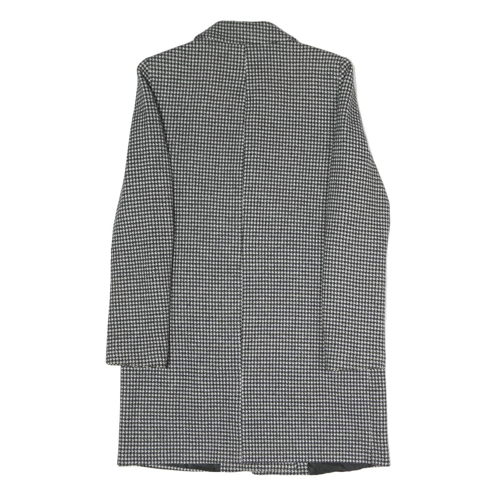ZARA Womens Black & White Houndstooth Double Breasted Jacket S Polyester Blend
