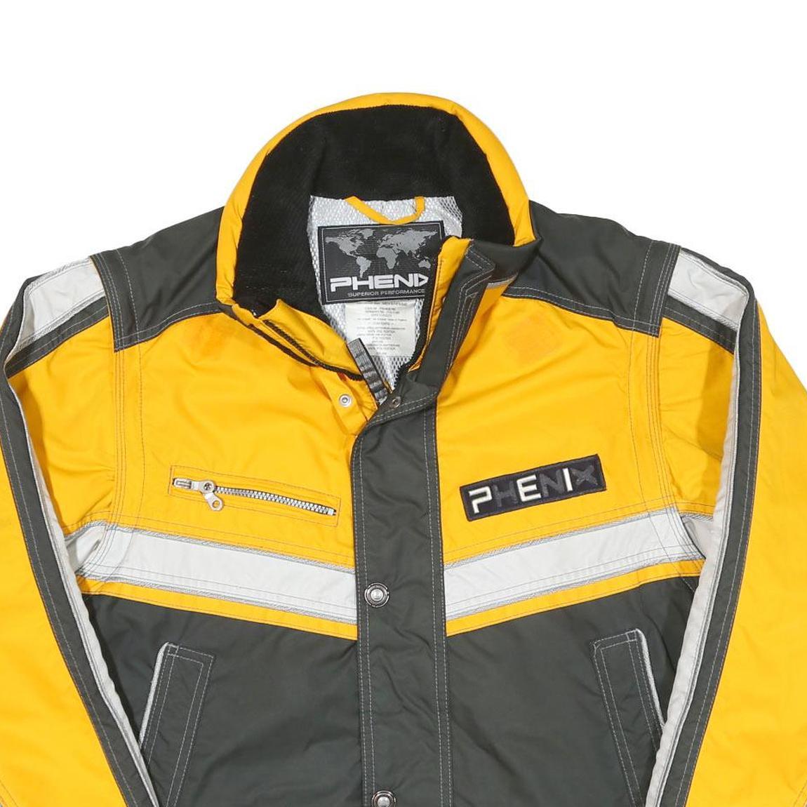 PHENIX Mens Yellow & Grey Sporty Zip Jacket L Polyester Blend Colourblock