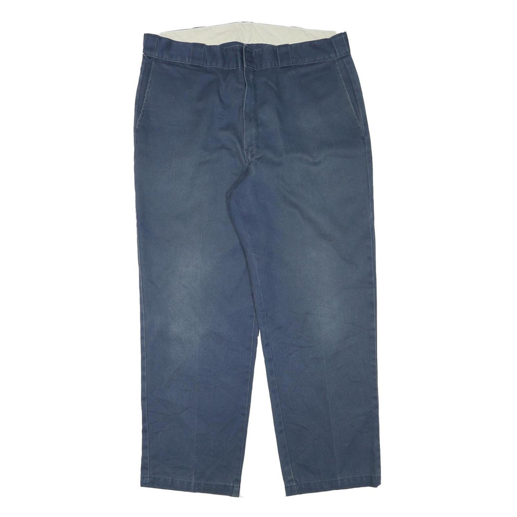 DICKIES Mens Regular Fit Navy Blue Cotton Blend Trousers W35 L28 Comfortable