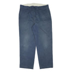 DICKIES Mens Regular Fit Navy Blue Cotton Blend Trousers W35 L28 Comfortable