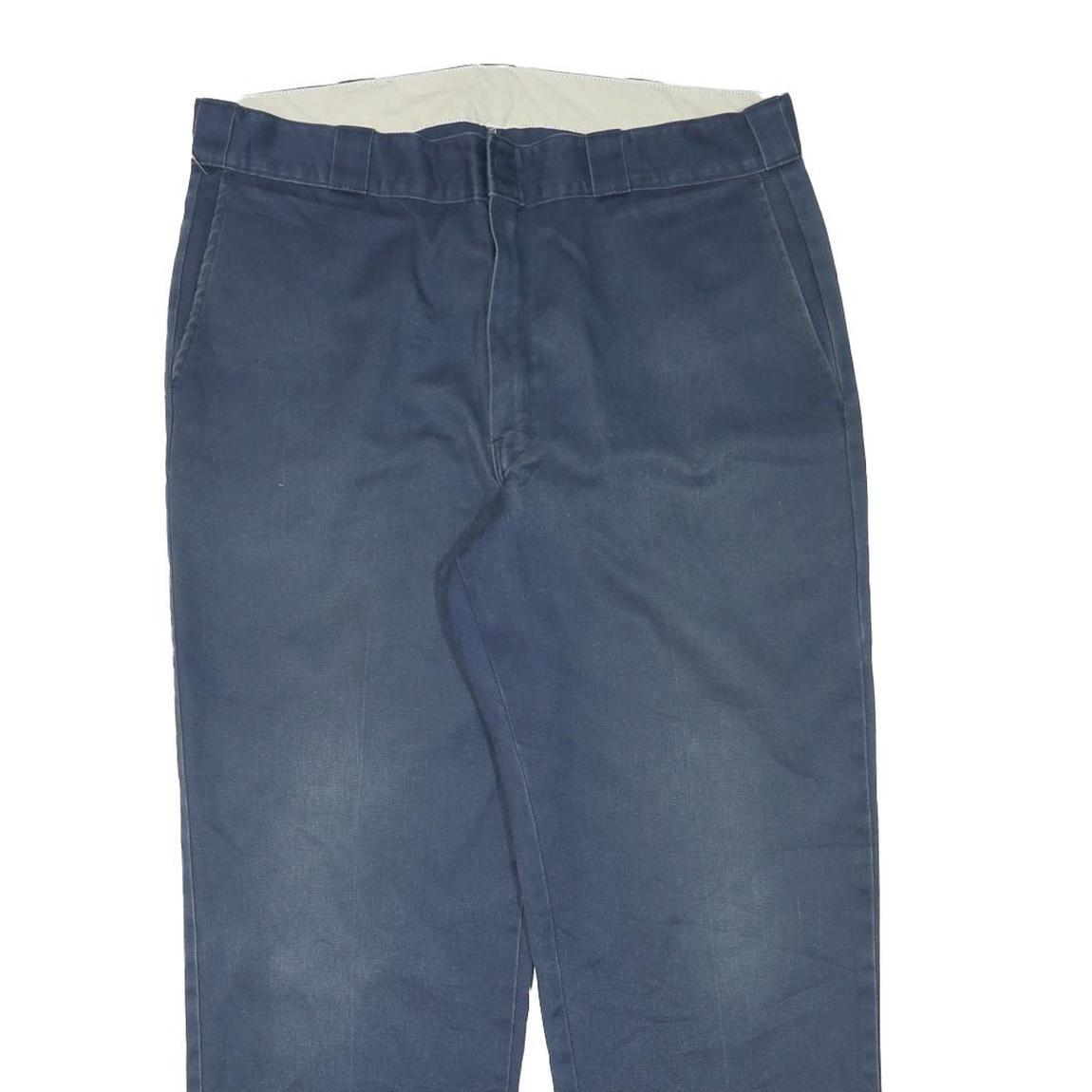 DICKIES Mens Regular Fit Navy Blue Cotton Blend Trousers W35 L28 Comfortable