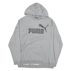 PUMA Mens Grey Pullover Hoodie XL Cotton Blend Drawstring Hood Kangaroo Pocket
