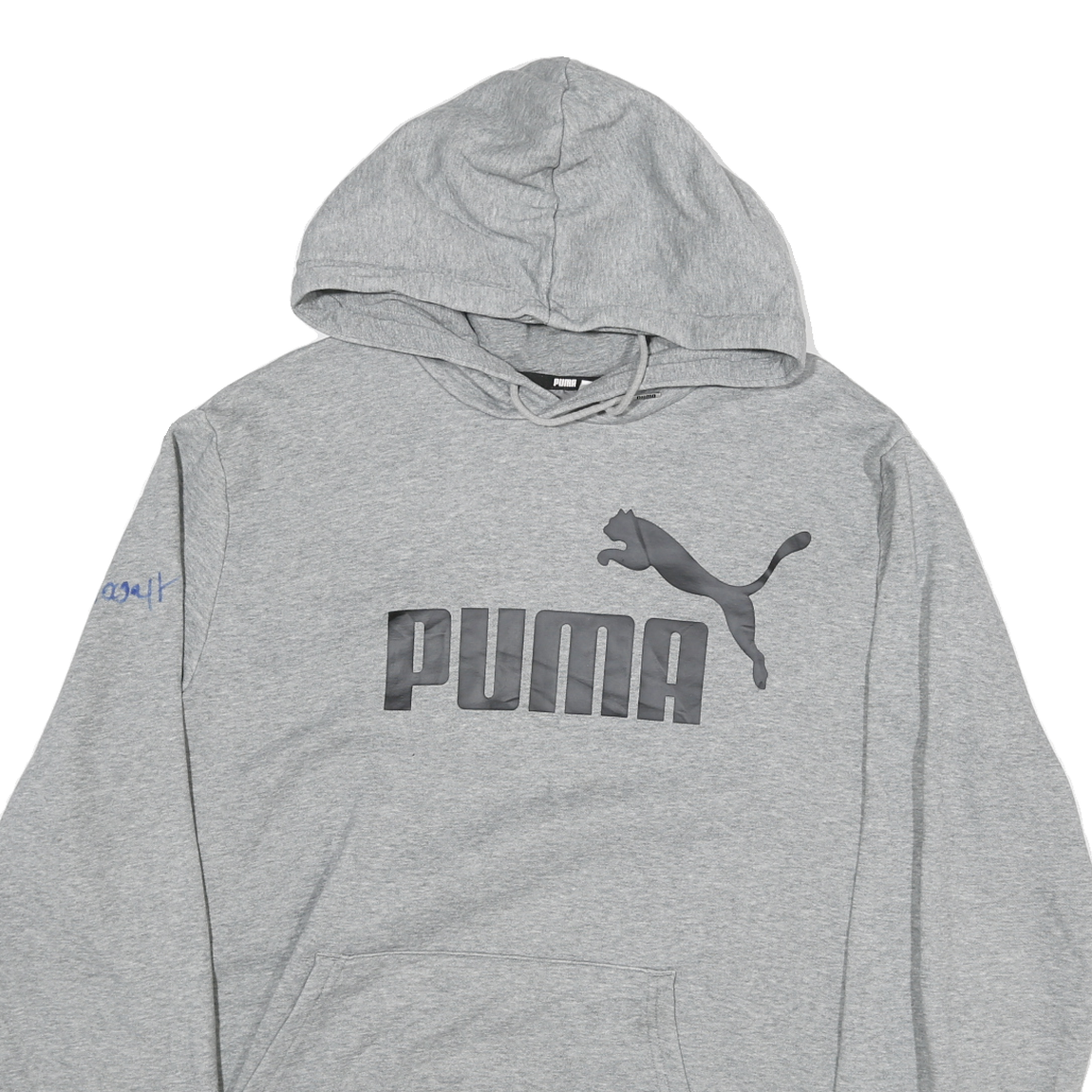 PUMA Mens Grey Pullover Hoodie XL Cotton Blend Drawstring Hood Kangaroo Pocket