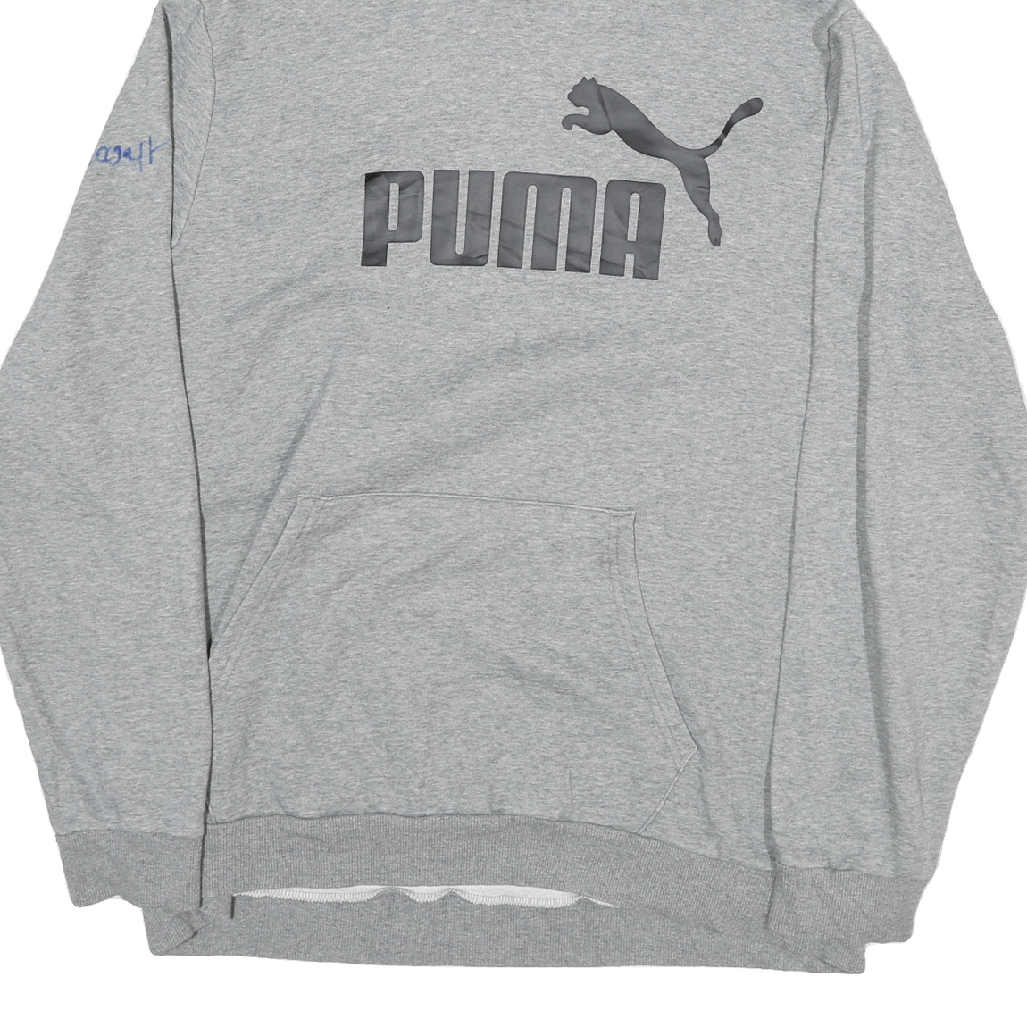 PUMA Mens Grey Pullover Hoodie XL Cotton Blend Drawstring Hood Kangaroo Pocket