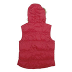 DENIM CO Womens Red Nylon Puffer Gilet Hooded UK 12 Zip Plaid Check Lining